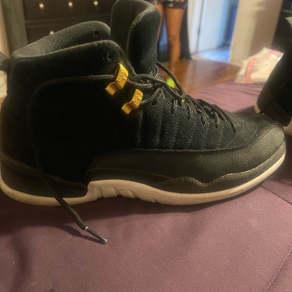Jordan 12’s Black and Gold Men's Sneakers